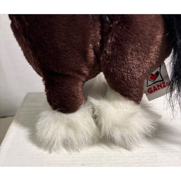 Ganz Lil Kinz Clydesdale Plush Brown & White Pony Black Mane & Tail 7.5" Tall - Picture 6 of 12